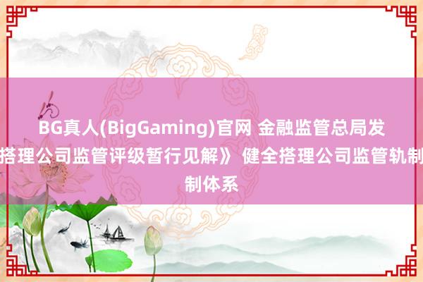 BG真人(BigGaming)官网 金融监管总局发布《搭理公司监管评级暂行见解》 健全搭理公司监管轨制体系