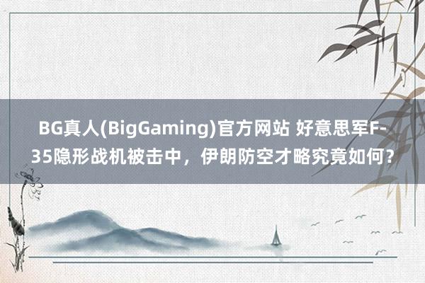 BG真人(BigGaming)官方网站 好意思军F-35隐形战机被击中，伊朗防空才略究竟如何？