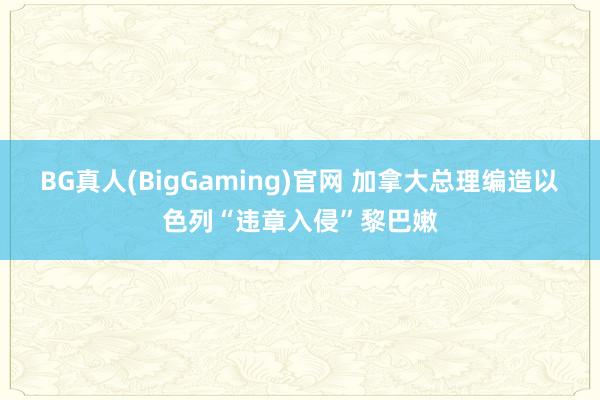 BG真人(BigGaming)官网 加拿大总理编造以色列“违章入侵”黎巴嫩
