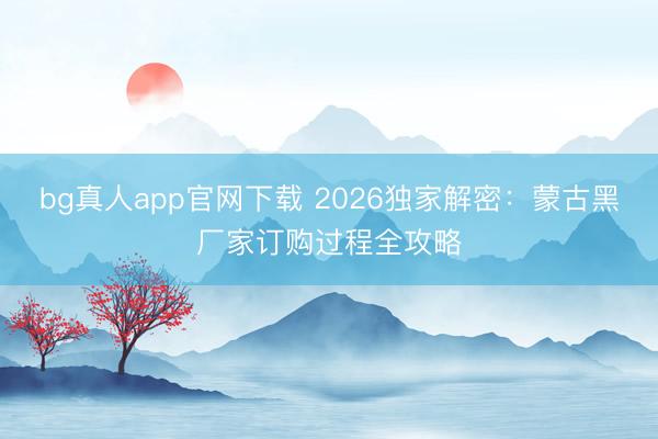 bg真人app官网下载 2026独家解密：蒙古黑厂家订购过程全攻略