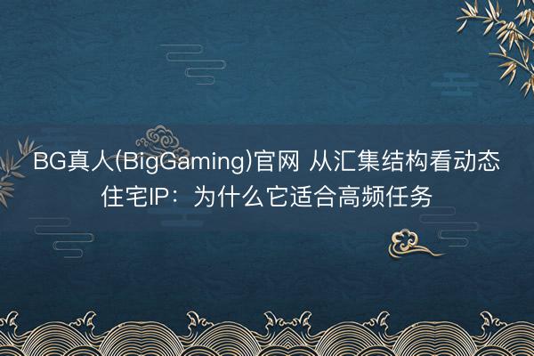BG真人(BigGaming)官网 从汇集结构看动态住宅IP：为什么它适合高频任务