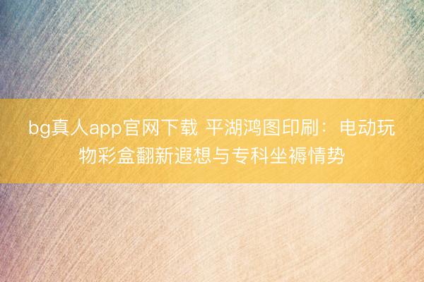 bg真人app官网下载 平湖鸿图印刷：电动玩物彩盒翻新遐想与专科坐褥情势