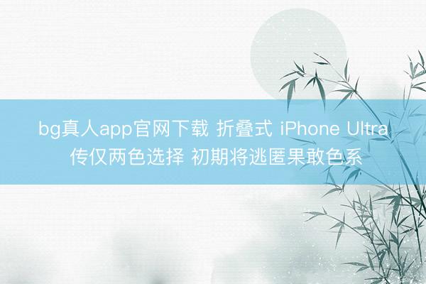 bg真人app官网下载 折叠式 iPhone Ultra 传仅两色选择 初期将逃匿果敢色系