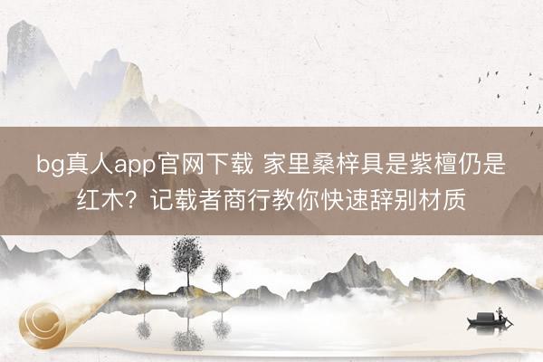 bg真人app官网下载 家里桑梓具是紫檀仍是红木？记载者商行教你快速辞别材质