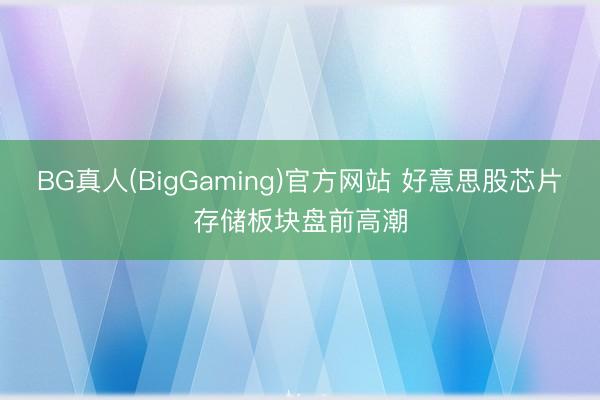 BG真人(BigGaming)官方网站 好意思股芯片存储板块盘前高潮