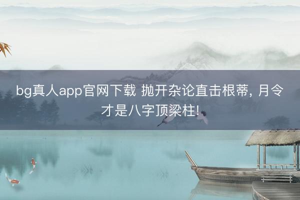 bg真人app官网下载 抛开杂论直击根蒂, 月令才是八字顶梁柱!