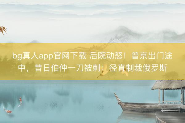 bg真人app官网下载 后院动怒！普京出门途中，昔日伯仲一刀被刺：径直制裁俄罗斯