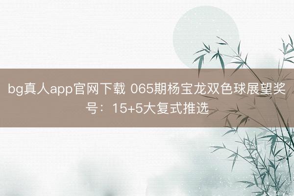 bg真人app官网下载 065期杨宝龙双色球展望奖号:15+5大复式推选