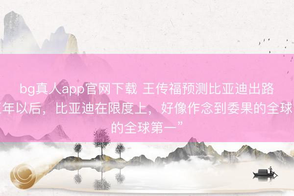 bg真人app官网下载 王传福预测比亚迪出路：“五年以后，比亚迪在限度上，好像作念到委果的全球第一”