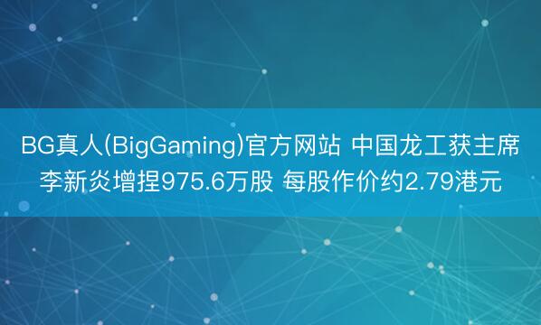 BG真人(BigGaming)官方网站 中国龙工获主席李新炎增捏975.6万股 每股作价约2.79港元
