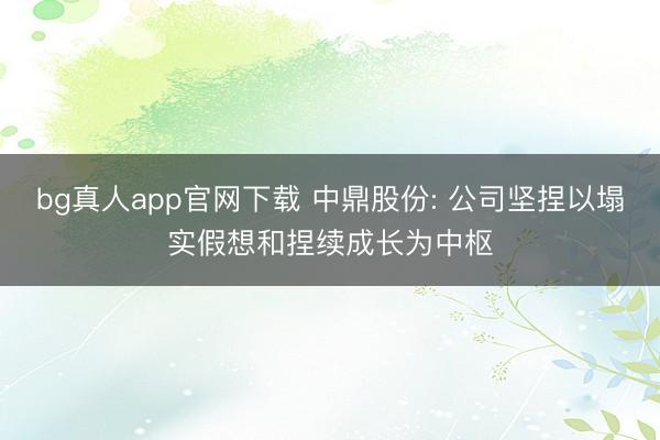 bg真人app官网下载 中鼎股份: 公司坚捏以塌实假想和捏续成长为中枢