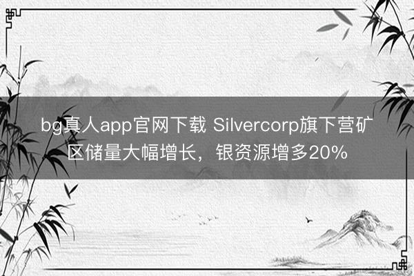 bg真人app官网下载 Silvercorp旗下营矿区储量大幅增长，银资源增多20%