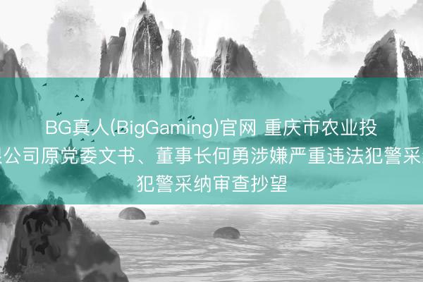 BG真人(BigGaming)官网 重庆市农业投资集团有限公司原党委文书、董事长何勇涉嫌严重违法犯警采纳审查抄望