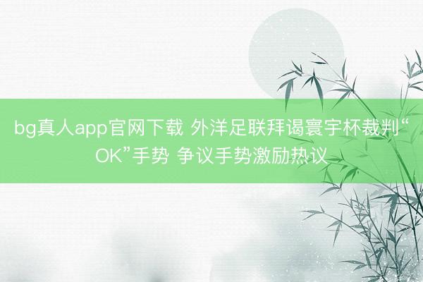 bg真人app官网下载 外洋足联拜谒寰宇杯裁判“OK”手势 争议手势激励热议