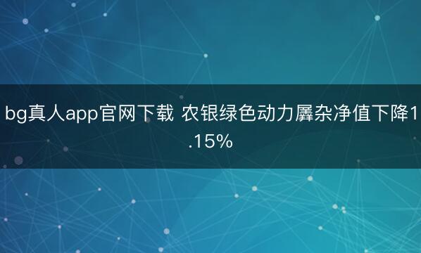 bg真人app官网下载 农银绿色动力羼杂净值下降1.15%